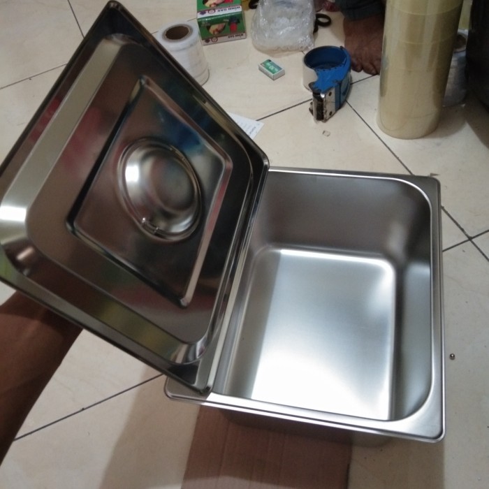 panci penggorengan stainless kotak + tutup