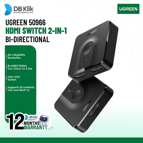 TERBARU Switcher HDMI UGreen 2 In 1 Out HDMI (50966)