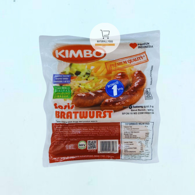 

Kimbo Sosis Bratwurst 450Gr Isi 6Batang (+1)