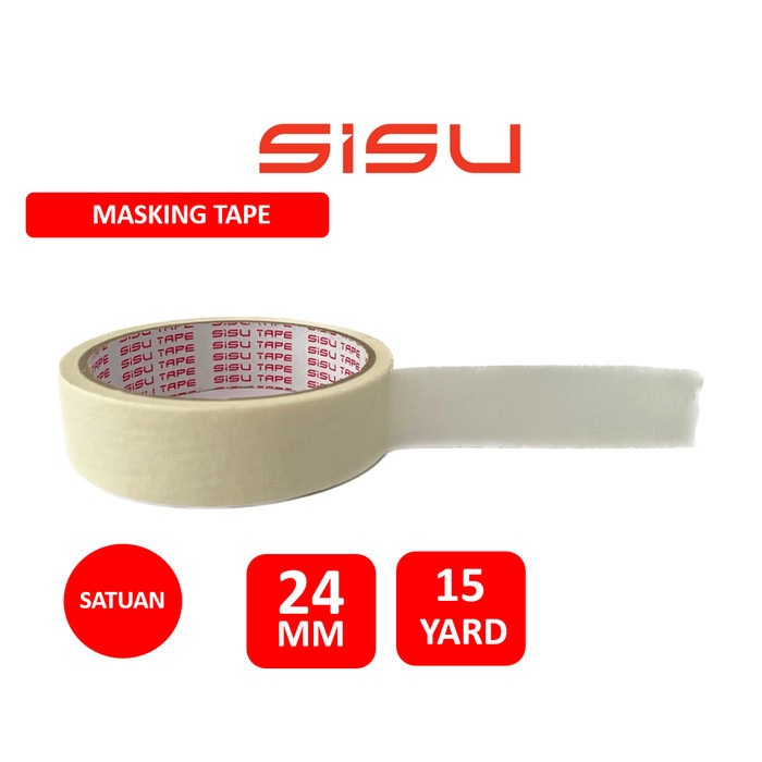 

Lakban Kertas / Masking Tape Sisu Tape 24Mm X 15Yard 1 Inch
