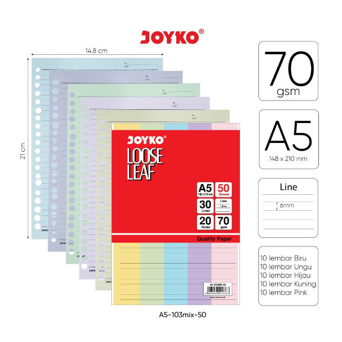 

Loose Leaf Warna A5 Joyko Colour Mix