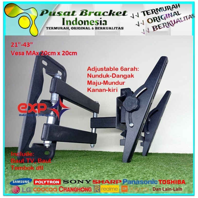 Bracket TV TCL 14 s/d 43 inch 6 ARAH FULL BESI SUPER KOKOH GARANSI 100% ORI