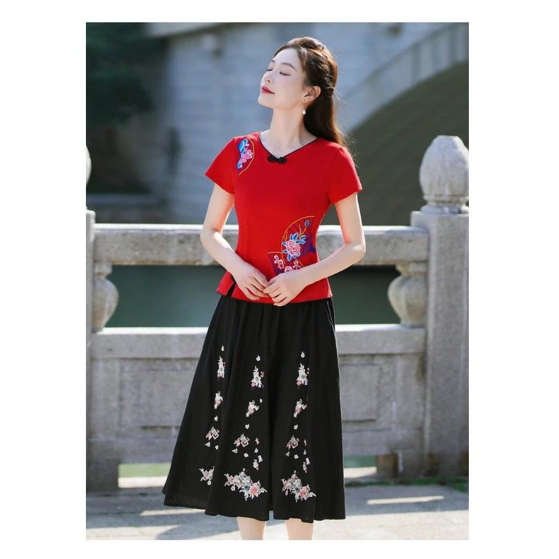 Murah Atasan Baju Cheongsam Shanghai Imlek Wanita Serba Merah