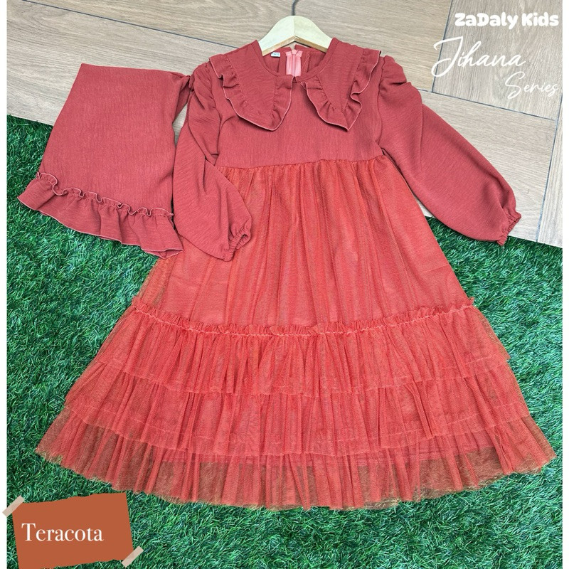 Murah Jihana Series Gamis Anak Prempuan Waena Burgundy,Gaun Anak,Dress Anak Hijab Lebaran Gamis