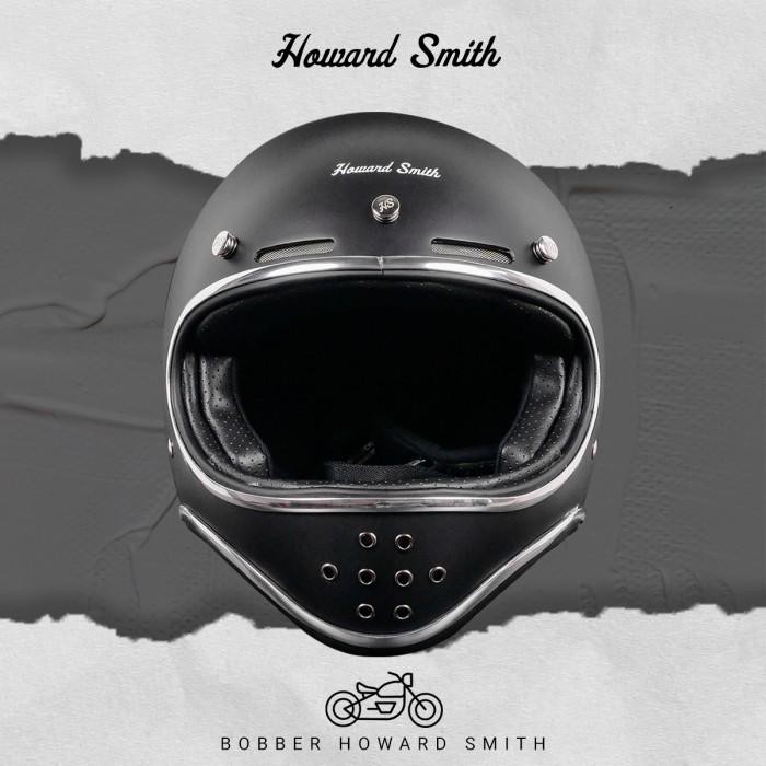 HOWARD SMITH BOBBER RETRO HELM FULL FACE - BLACK DOFF