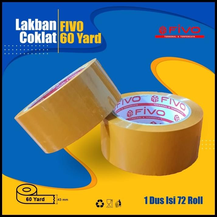 

TERBARU GROSIR LAKBAN - FIVO TAPE - 45MM X 60 YARD - KUALITAS PREMIUM - 72ROLL !!!!!