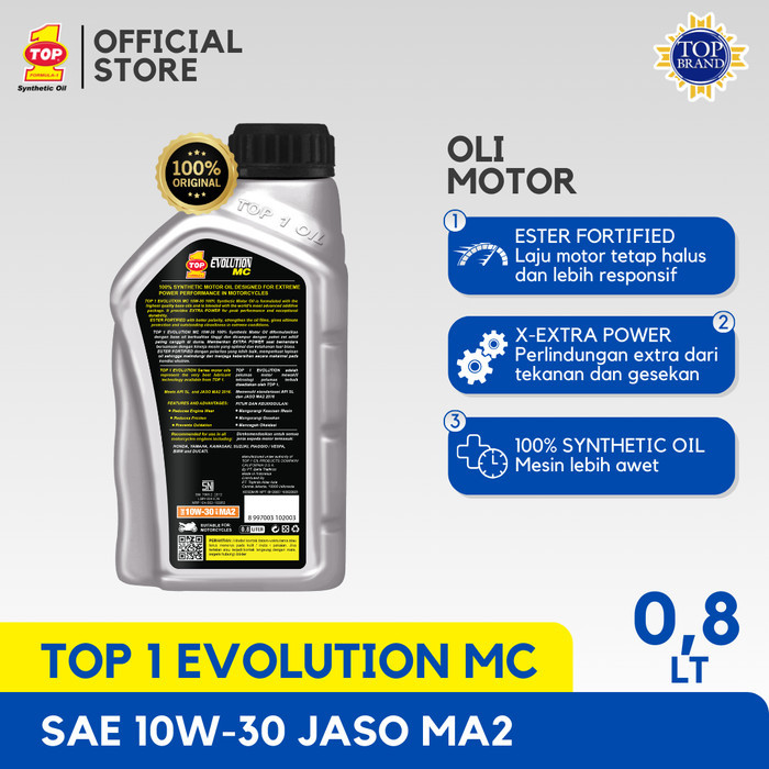 OLI MOTOR EVOLUTION MC SAE 10W-30 0.8L - SUPRA GTR - CB 150R - SATRIA