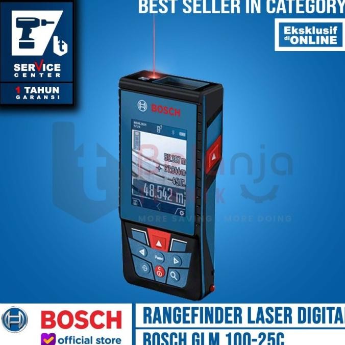 BOSCH Mesin Meteran Laser GLM 100-25 C Rangefinder Laser Digital 100 M