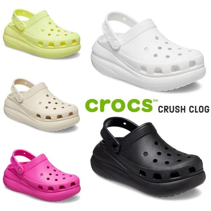 Crocs / Crocs Crush Clog / Crocs Wedges / Crocs Wanita Hak Tinggi H24S