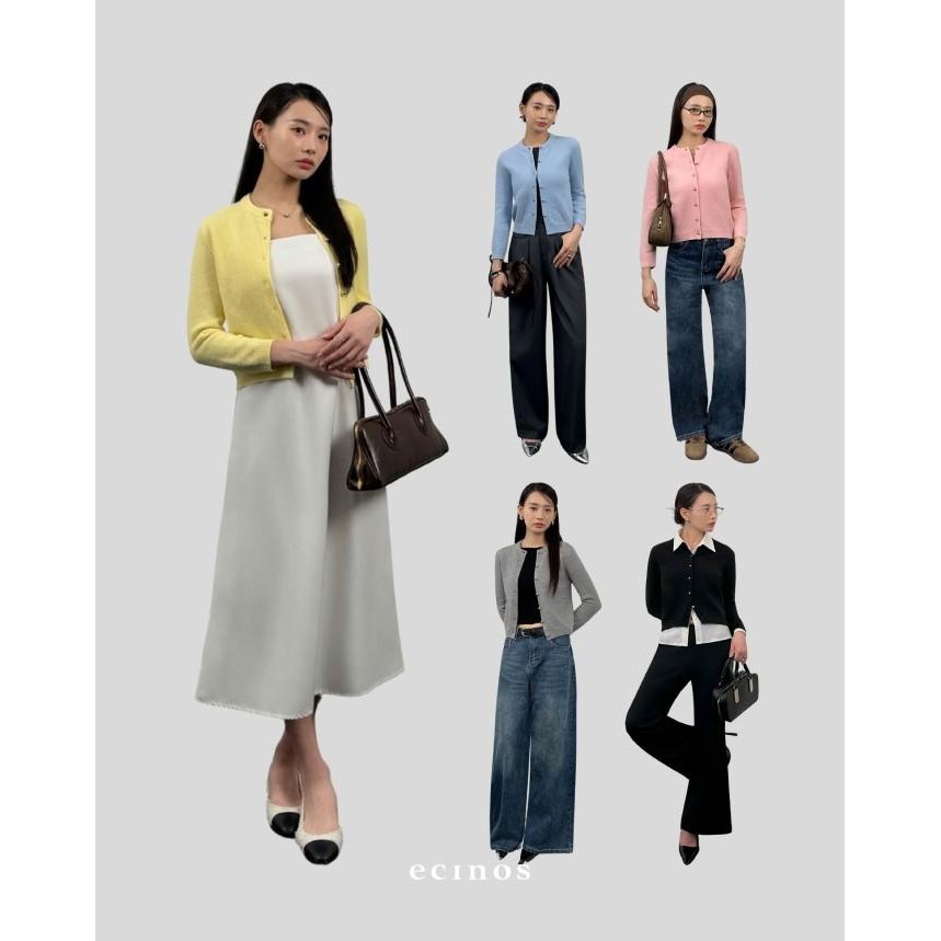 ECINOS - Jennie Hairy Wool Knitted Cardigan GTM