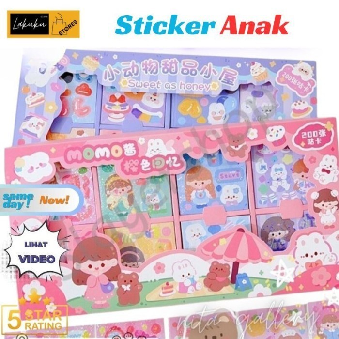 

TERLARIS! Stiker Box Momo 1 Box isi 100 Lembar Sticker Glitter