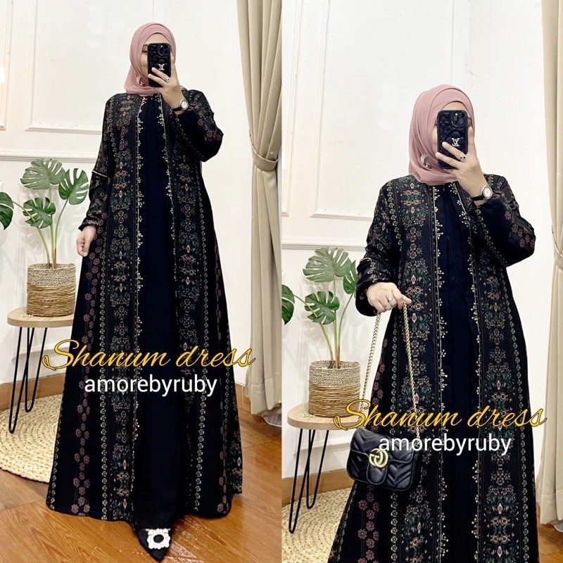 SHANUM DRESS AMORE BY RUBY GAS MOTIF BUNGA KONDANGAN SWAROVSKY MADAME I X CREPE BUSUI FRIENDLY