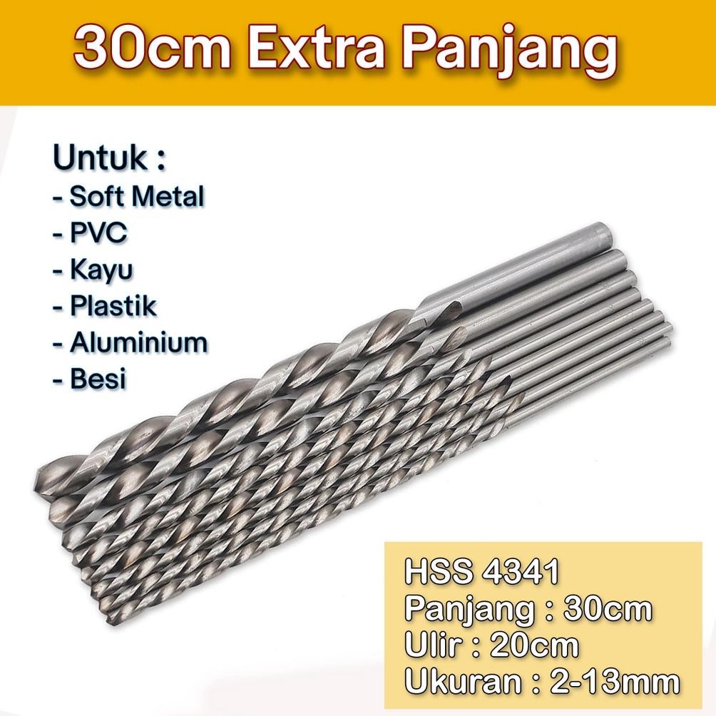 Today Mata bor HSS panjang 30cm 2-10mm untuk kayu dan logam