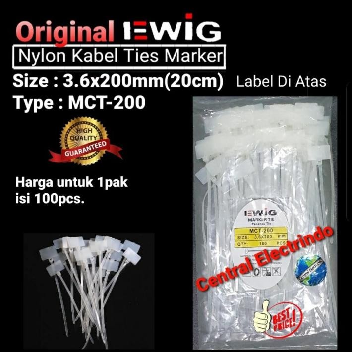 

GRATIS ONGKIR EWIG KABEL TIES MARKER LABEL ATAS 3.6X200MM(20CM) 1PAK 100PCS. - PUTIH !!!!!!