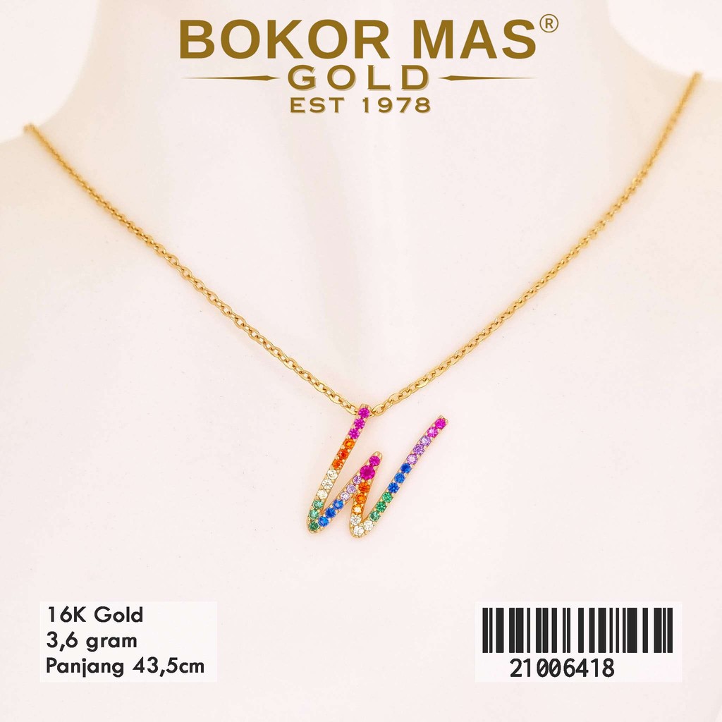 BokorMas Gold Kalung Siem Huruf W Variasi Permata Emas Asli kadar 16K karat 21006418