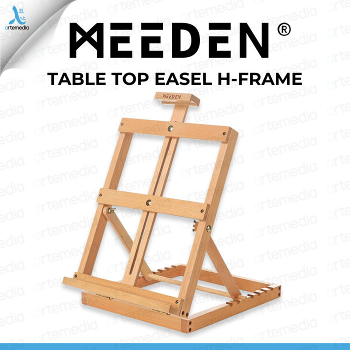 

TERBARU! Meeden Table Top Easel H-Frame Studio Display Solid Wood Stand Lukis