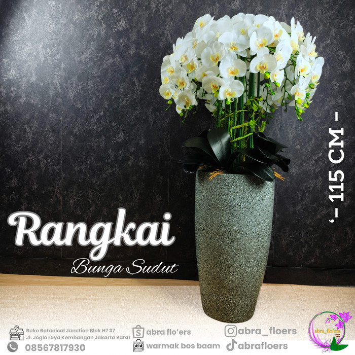 Artificial Plant - Bunga Sudut - Anggrek Latex Premium - Pot Terracotta