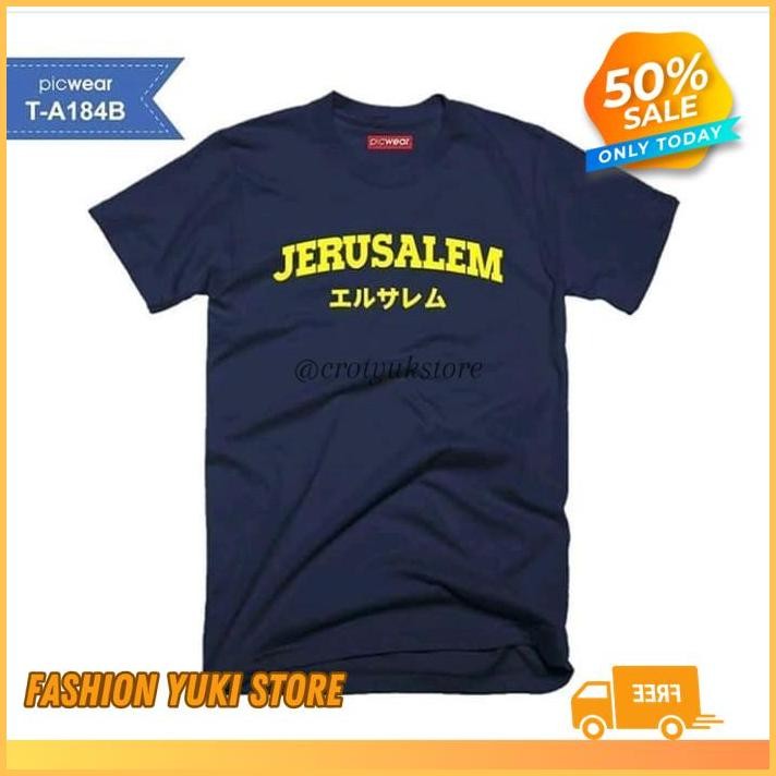KAOS TSHIRT BAJU OBRAL MURAH COMBED 30S DISTRO JERUSALEM JEPANG KANJI PALESTINA PALESTINE  WADEZIG Y