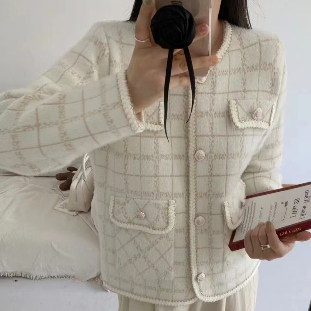 ROSELLA Atasan Kardigan Rajutan Longgar Yang Malas Untuk Wanita Sweater Rajut Blazer Wanita Kekinian