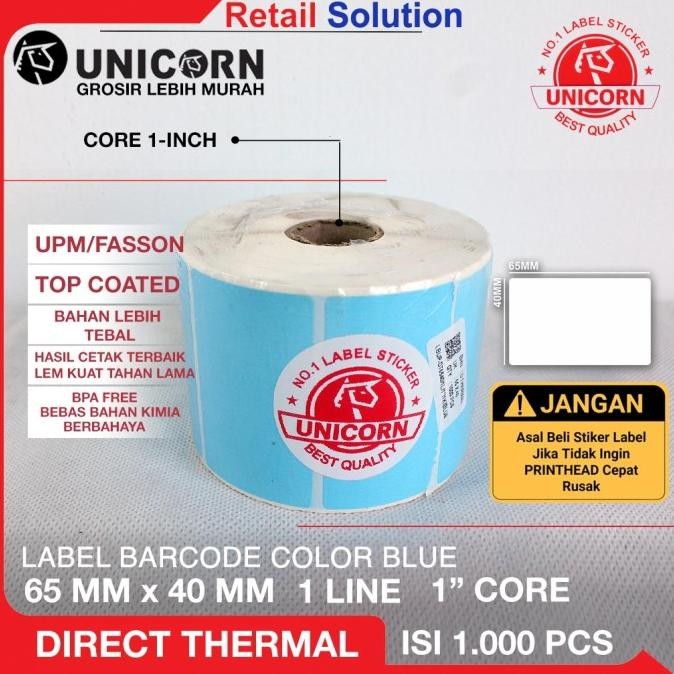 

Sale Stiker Label Barcode Thermal Biru Blue 65X40 Mm / 65 X 40 Mm / 65X40Mm