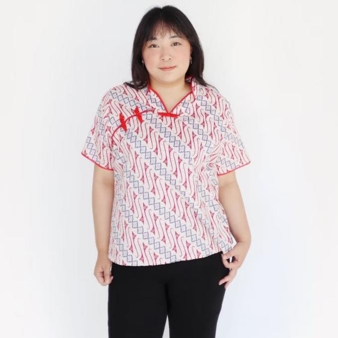 JH Blouse Batik Cheongsam Imlek CNY Sincia Qupao Wanita Big Size Jumbo