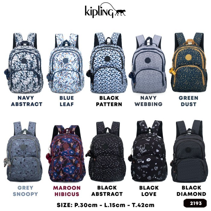 LIMITED EDITION Tas Ransel Kipling Motif - Tas Laptop Backpack Sekolah Ukuran Besar