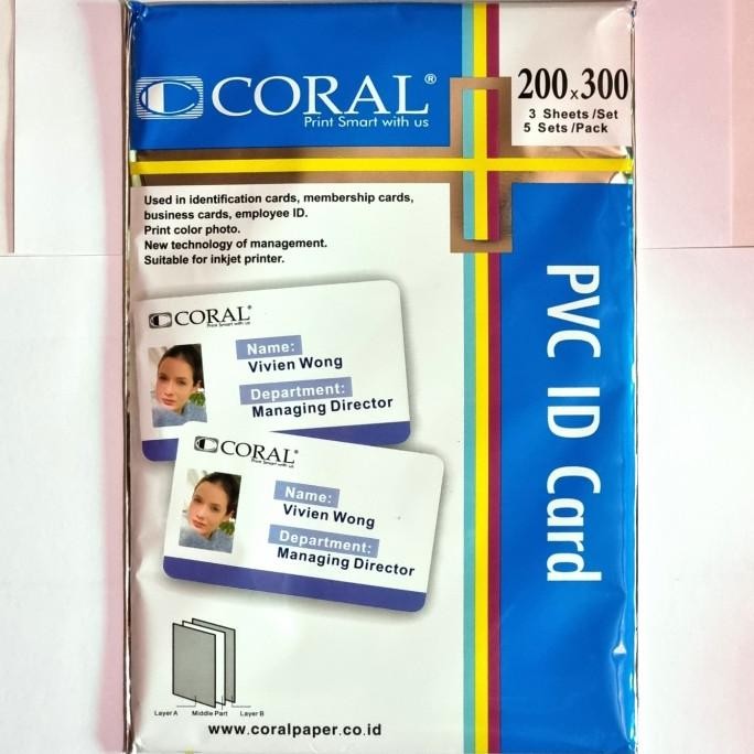 

sale! kertas pvc bahan id card instan coral a4 isi 5 lembar