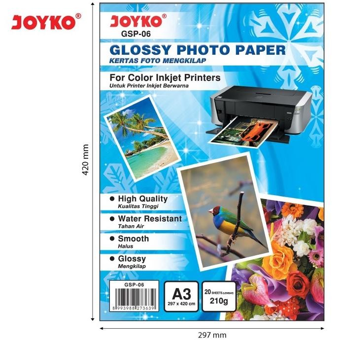 

sale! glossy photo paper kertas foto mengkilap gsp-06 20 sheets lembar