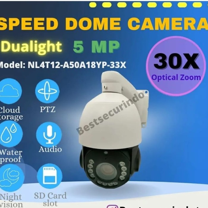 Ip PTZ 30x optical zoom 5MP LED full color putar kanan kiri atas bawa