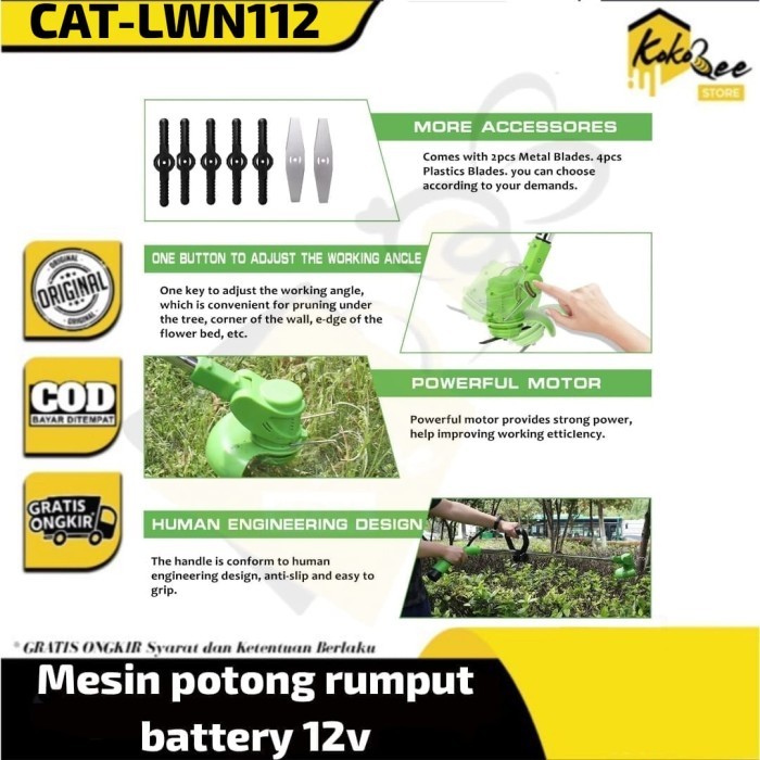 Mesin potong rumput baterai 12 volt - Cordless brush grass trimmer