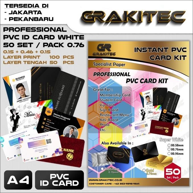 

sale! kertas pvc id card 50 set grakitec professional super white 0.76mm
