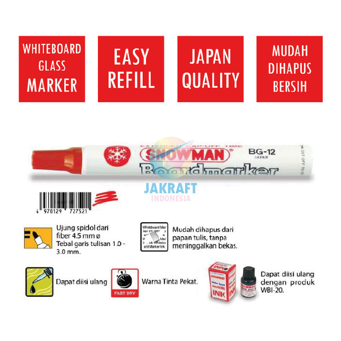 

Spidol Papan Tulis & Kaca Bisa Dihapus Snowman Bg-12 White Glass Board Koleksi Warna Lengkap