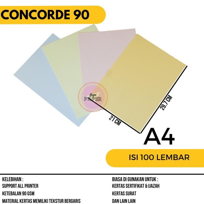 

sale! kertas concorde a4 90 gsm isi 100 lembar / concorde a4 / kertas surat