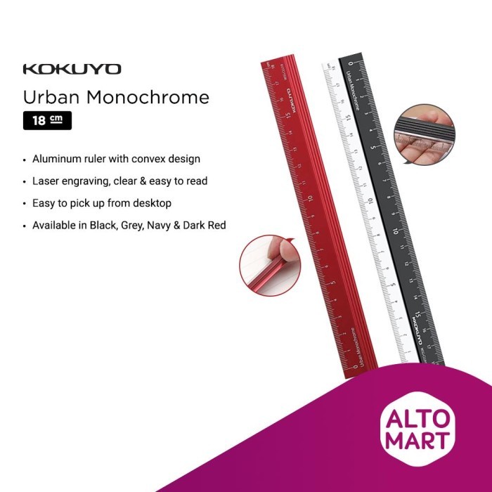 

TERLARIS! KOKUYO Urban Monochrome PC Aluminum Straight Ruler 18 cm Penggaris