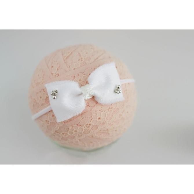 Headband - BABY SEQUOIA - SNOWY BOW Bandana Bayi Anak - size 0 - 12 mo WS88