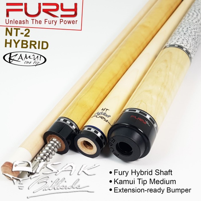 Murah Fury Hybrid NT-2 Cue - Low Deflection Shaft Stick Billiard Kamui Tip Non COD