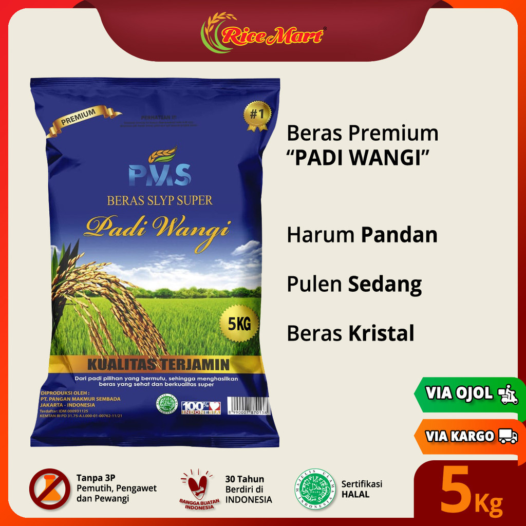 

Beras PADI WANGI 5 kg - Beras Premium - Harum Pandan - Pulen - Beras Kristal - Produk Indonesia