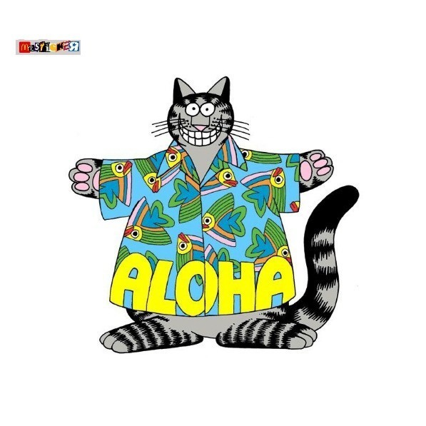 

sticker B Kliban Cat Aloha graphic diecut stiker
