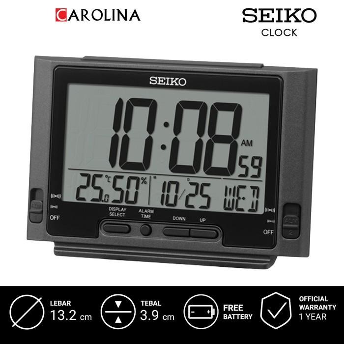 Jam Beker Seiko Digital Qhl095K Black Color Digital Dial Bedside Terbaru 100 % Original