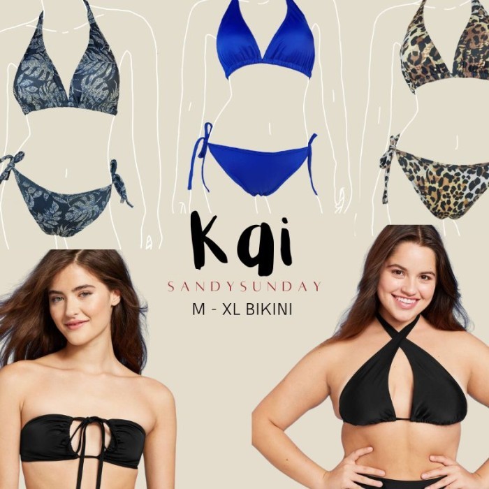 Bikini Pantai XL KAI Bikini Tali Set Jumbo Bikini Tali Lebar Plus Size