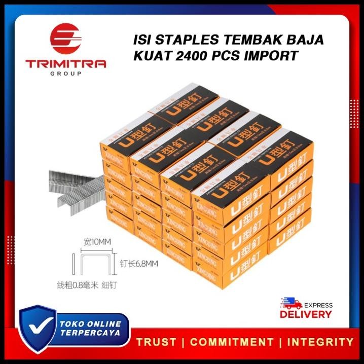 

Isi Staples Tembak Isi Stapler Refill Gun tacker Steples Baja 2400 pcs