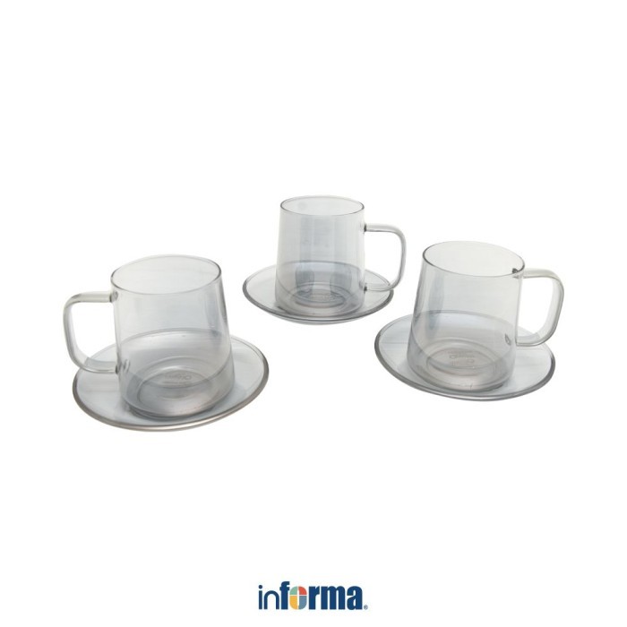 TERBARU Informa - Appetite Set 3 Pcs Rory Cangkir & Saucer - Abu-Abu HOT SALE