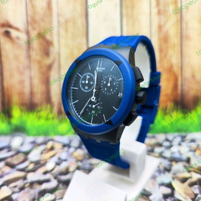 Super Murah Jam Tangan Pria SWATCH Chrono SUSB418 X-DISTRICT BLUE Original Sale