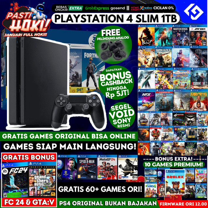 PS4 Slim 1TB Ori dan Bergaransi/Playstation/Bukan PS 4 Fat atau pro