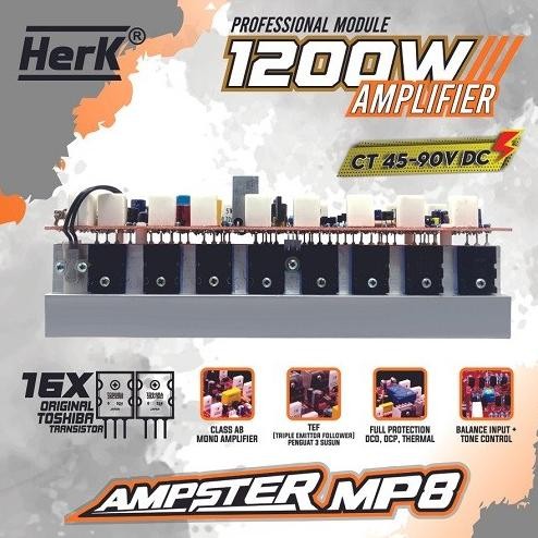 Kualitas terbaik] Kit Power Amplifier Mono AMPSTER MP8 1200W CT 45-90V Dc Toshiba Herk