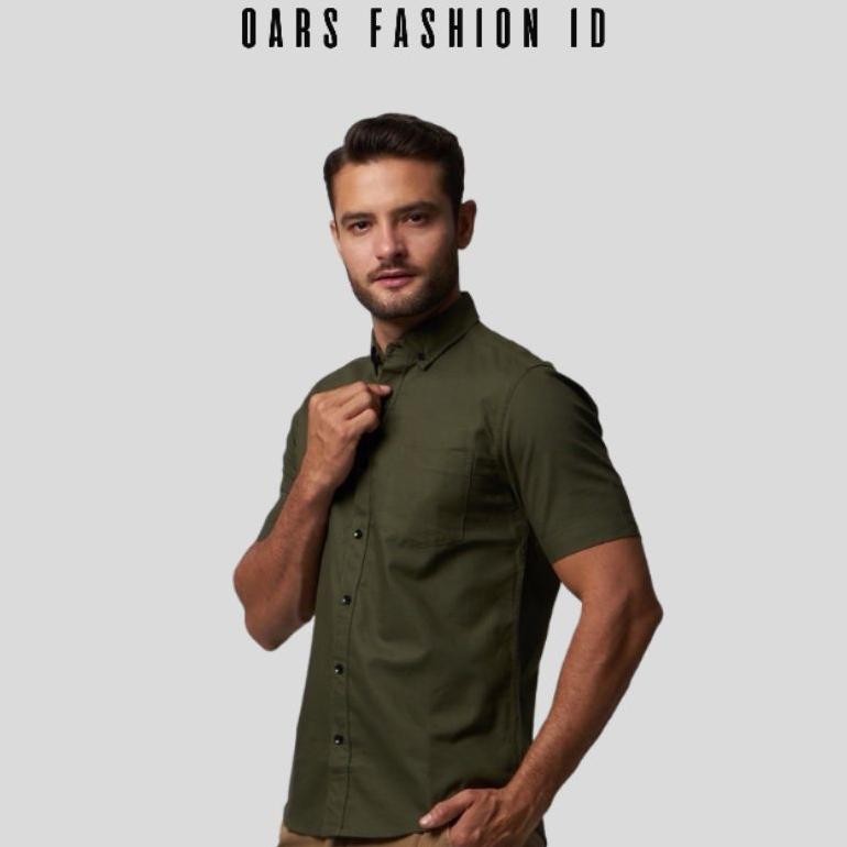 Big Sale Kemeja Pria Polos Lengan Pendek Casual Slimfit Jumbo Bahan Katun Ukuran M L Xl Xxl Xxxl War