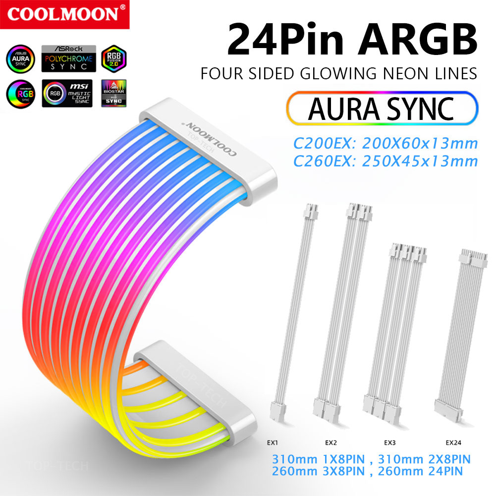 5V ARGB Sync PC Cabs PSU RGB Cab Extensions 24PIN 8PIN