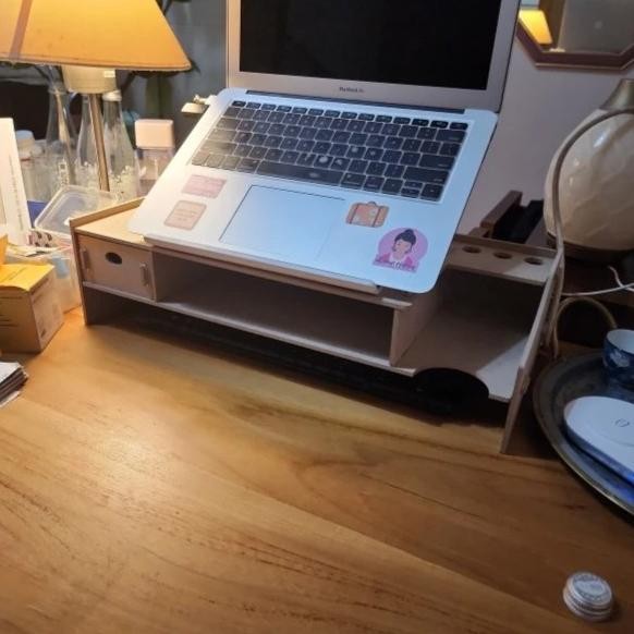 Meja Rak Alas Tatakan Stand Dudukan Kayu Laptop Monitor Imac Printer LA