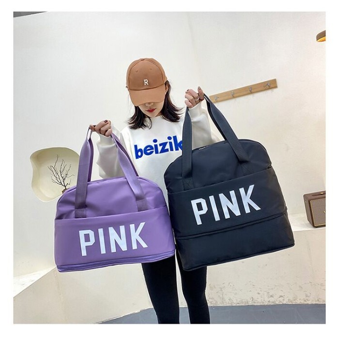 Tas Travel Bag Duffle PINK FASHION Tas Gym Piknik Jinjing Wanita Korea