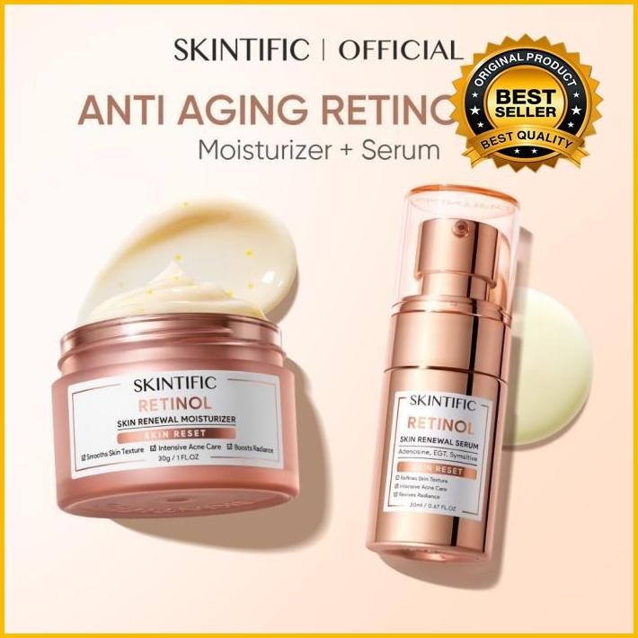 Skintific Gentle Retinol Anti-Aging 2Pcs Paket Skincare Set | Retinol A Skin Renewal Moisturizer 30G